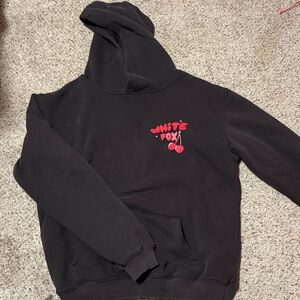 White Fox Brown Hoodie with Red Logo